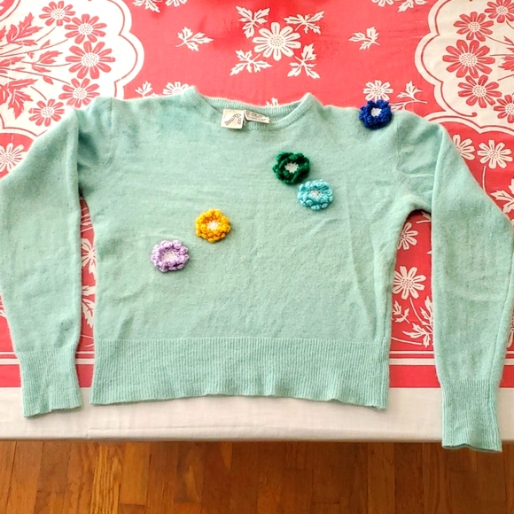 Cropped Vintage Embellished Angora sweater small - Picture 5 of 8